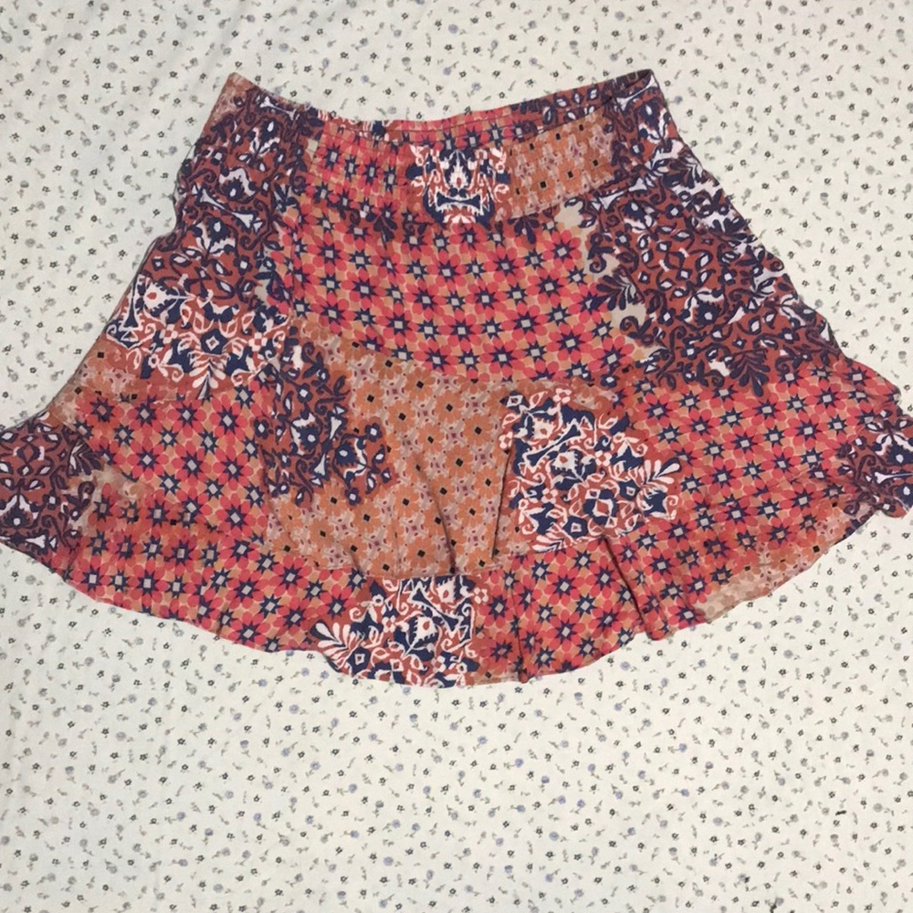 Cabi Multicolored Patch Print Ruffle Mini Skirt - image 2